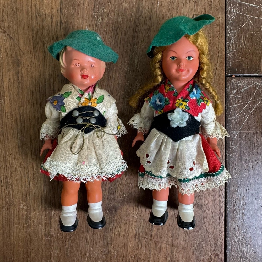 Vintage West Germany Boy & Girl Celluloid Winding Key‎ Dancing Dolls NO KEY